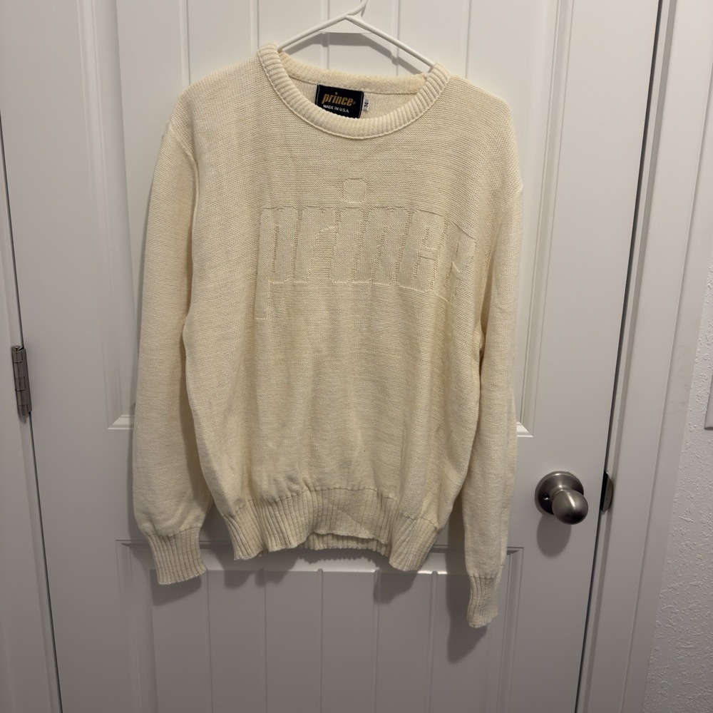 Prince Men's Ivory‎ Tennis Sweater Vintage  Size Medium Made In USA